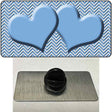 Light Blue White Chevron Light Blue Center Hearts Novelty Metal Hat Pin