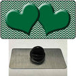 Green White Chevron Green Center Hearts Novelty Metal Hat Pin