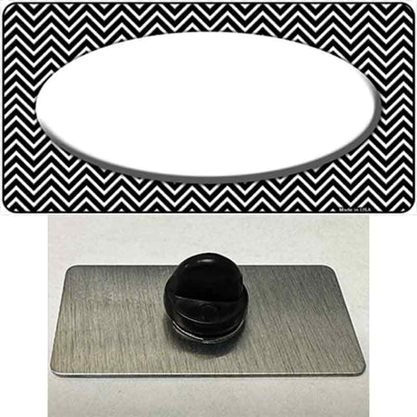 Black White Chevon Center Oval Novelty Metal Hat Pin