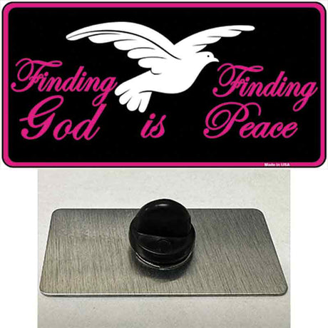 Finding God Finding Peace Black Novelty Metal Hat Pin