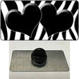 Black White Zebra Black Centered Hearts Novelty Metal Hat Pin