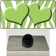 Lime Green White Zebra Lime Green Centered Hearts Novelty Metal Hat Pin