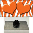 Orange White Zebra Orange Centered Hearts Novelty Metal Hat Pin