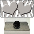 Grey White Zebra Blue Centered Hearts Novelty Metal Hat Pin