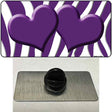 Purple White Zebra Purple Centered Hearts Novelty Metal Hat Pin