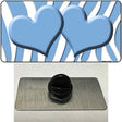 Light Blue White Zebra Light Blue Centered Hearts Novelty Metal Hat Pin