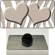 Tan White Zebra Tan Centered Hearts Novelty Metal Hat Pin