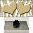 Gold White Zebra Gold Centered Hearts Novelty Metal Hat Pin