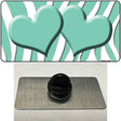 Mint White Zebra Mint Centered Hearts Novelty Metal Hat Pin