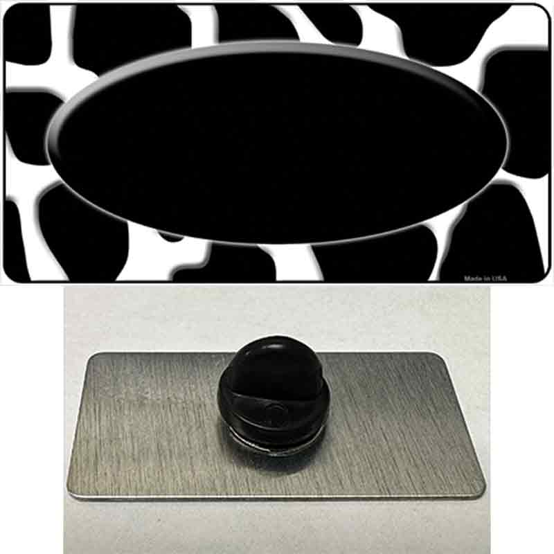 Black White Giraffe Black Center Oval Novelty Metal Hat Pin