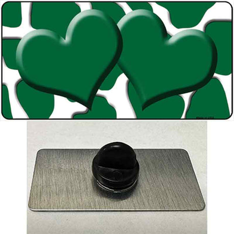 Green White Giraffe Green Centered Hearts Novelty Metal Hat Pin