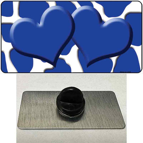 Blue White Giraffe Blue Centered Hearts Novelty Metal Hat Pin