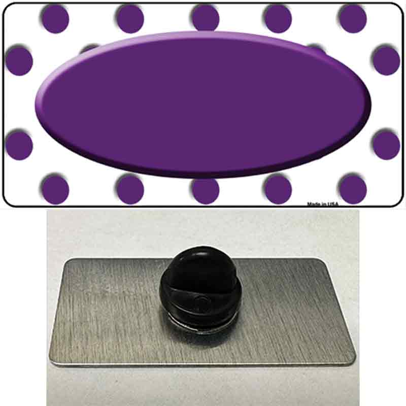 Purple White Polka Dot Purple Center Oval Novelty Metal Hat Pin