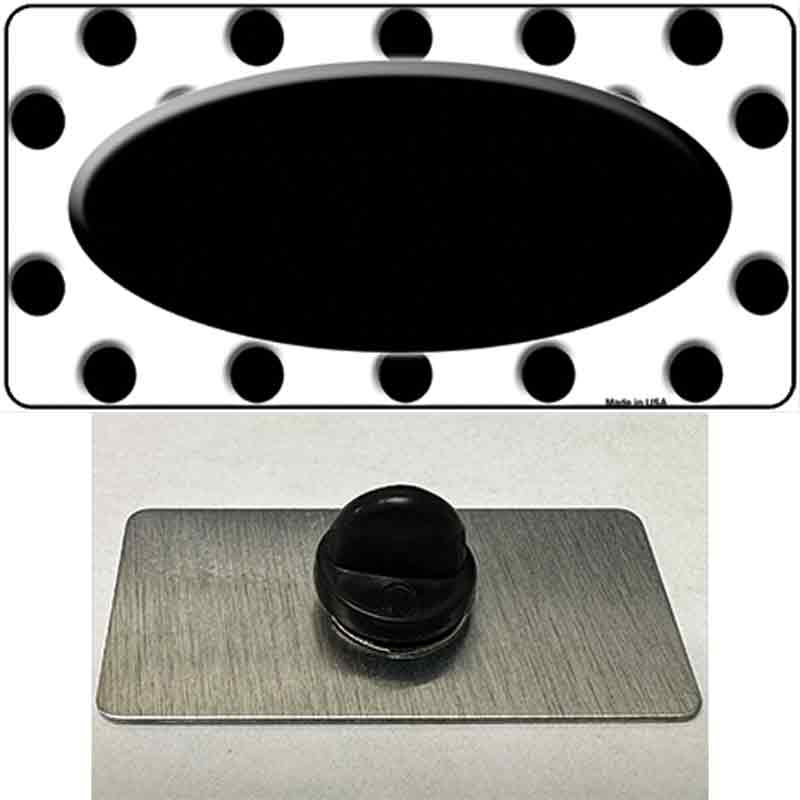 Black White Polka Dot Black Center Oval Novelty Metal Hat Pin