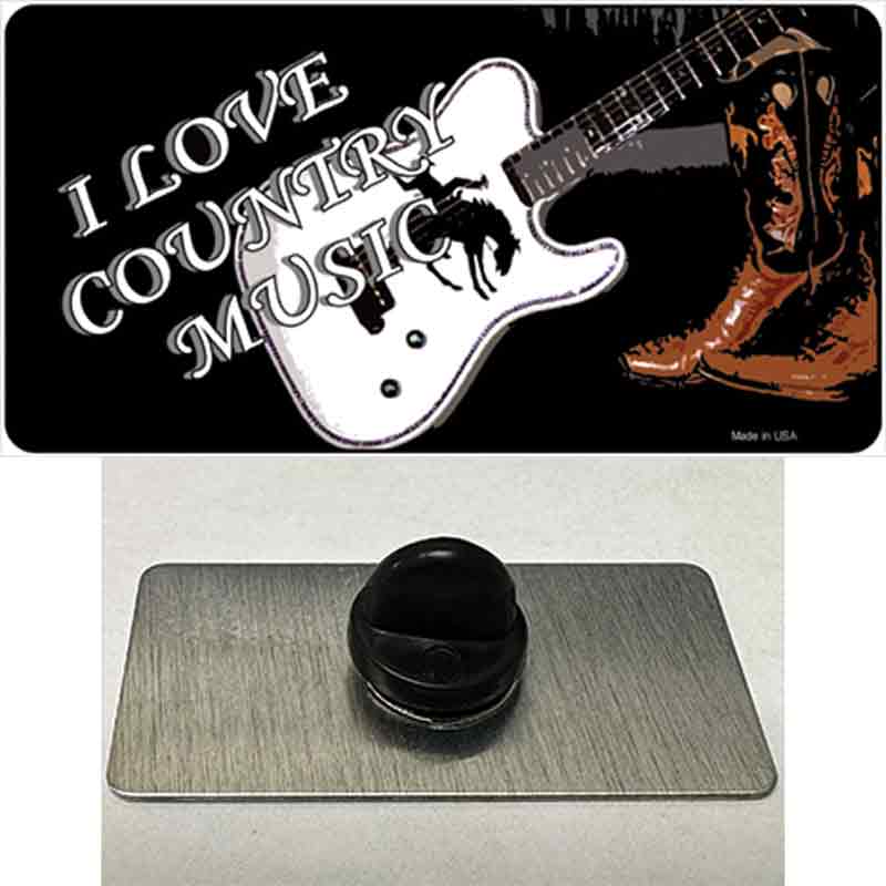 I Love Country Music Novelty Metal Hat Pin