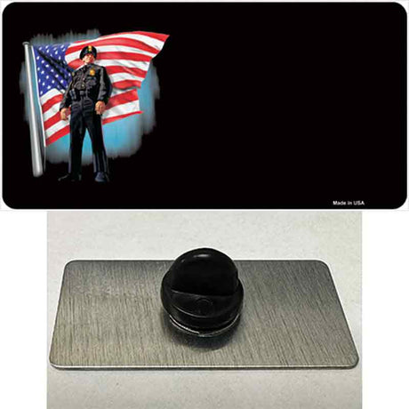 Police Officer American Flag Offset Novelty Metal Hat Pin