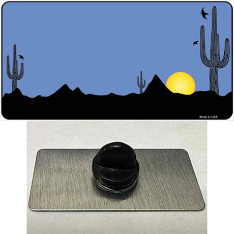 Southwest Cactus Sunrise Blue Novelty Metal Hat Pin