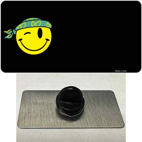 Winking Peace Smiley Offset Novelty Metal Hat Pin