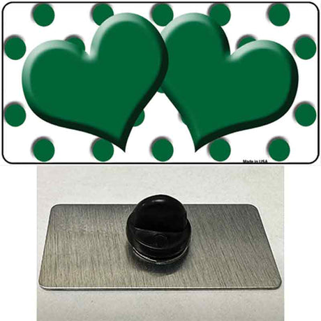 Green White Polka Dot Green Centered Hearts Novelty Metal Hat Pin