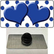 Blue White Polka Dot Blue Centered Hearts Novelty Metal Hat Pin