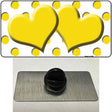 Yellow White Polka Dot Yellow Centered Hearts Novelty Metal Hat Pin