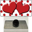 Red White Polka Dot Red Centered Hearts Novelty Metal Hat Pin