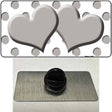 Grey White Polka Dot Grey Centered Hearts Novelty Metal Hat Pin