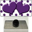 Purple White Polka Dot Purple Centered Hearts Novelty Metal Hat Pin