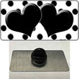 Black White Polka Dot Black Centered Hearts Novelty Metal Hat Pin