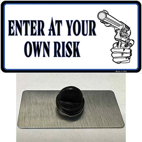 Enter At Own Risk Novelty Metal Hat Pin