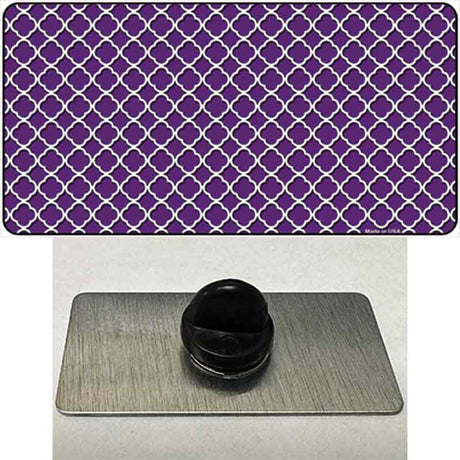 Purple White Quatrefoil Novelty Metal Hat Pin