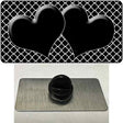 Black White Quatrefoil Black Center Hearts Novelty Metal Hat Pin