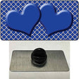 Blue White Quatrefoil Blue Center Hearts Novelty Metal Hat Pin