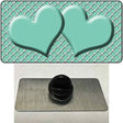 Mint White Quatrefoil And Mint Center Hearts Novelty Metal Hat Pin