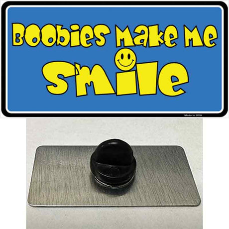 Boobies Make Me Smile Blue Novelty Metal Hat Pin