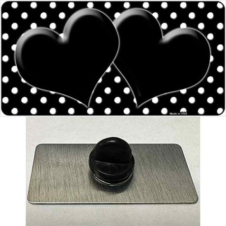 Black White Polka Dot Center Hearts Novelty Metal Hat Pin