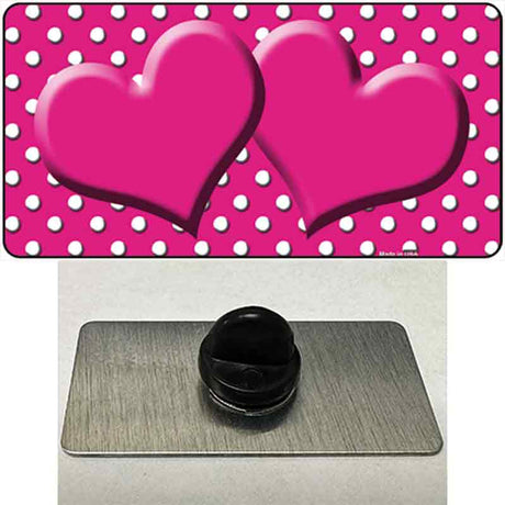 Pink White Polka Dot Center Hearts Novelty Metal Hat Pin