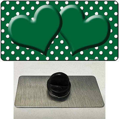 Green White Polka Dot Center Hearts Novelty Metal Hat Pin