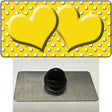 Yellow White Polka Dot Center Hearts Novelty Metal Hat Pin