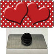 Red White Polka Dot Center Hearts Novelty Metal Hat Pin