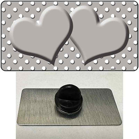 Grey White Polka Dot Center Hearts Novelty Metal Hat Pin