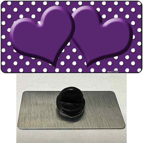 Purple White Polka Dot Center Hearts Novelty Metal Hat Pin