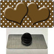 Brown White Polka Dot Center Hearts Novelty Metal Hat Pin