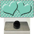 Mint White Polka Dot Center Hearts Novelty Metal Hat Pin