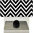 Black White Large Chevron Novelty Metal Hat Pin