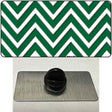 Green White Large Chevron Novelty Metal Hat Pin