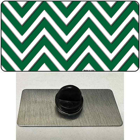 Green White Large Chevron Novelty Metal Hat Pin