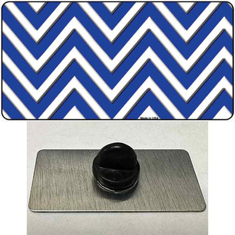 Blue White Large Chevron Novelty Metal Hat Pin