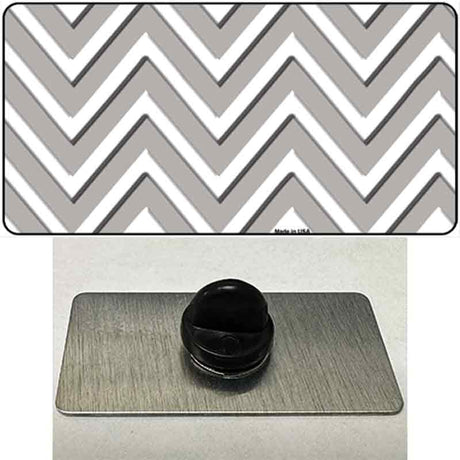 Grey White Large Chevron Novelty Metal Hat Pin