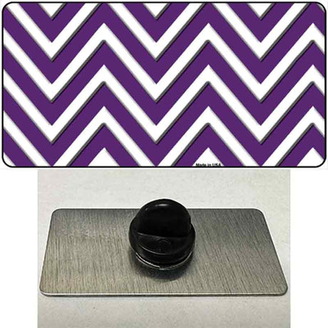 Purple White Large Chevron Novelty Metal Hat Pin